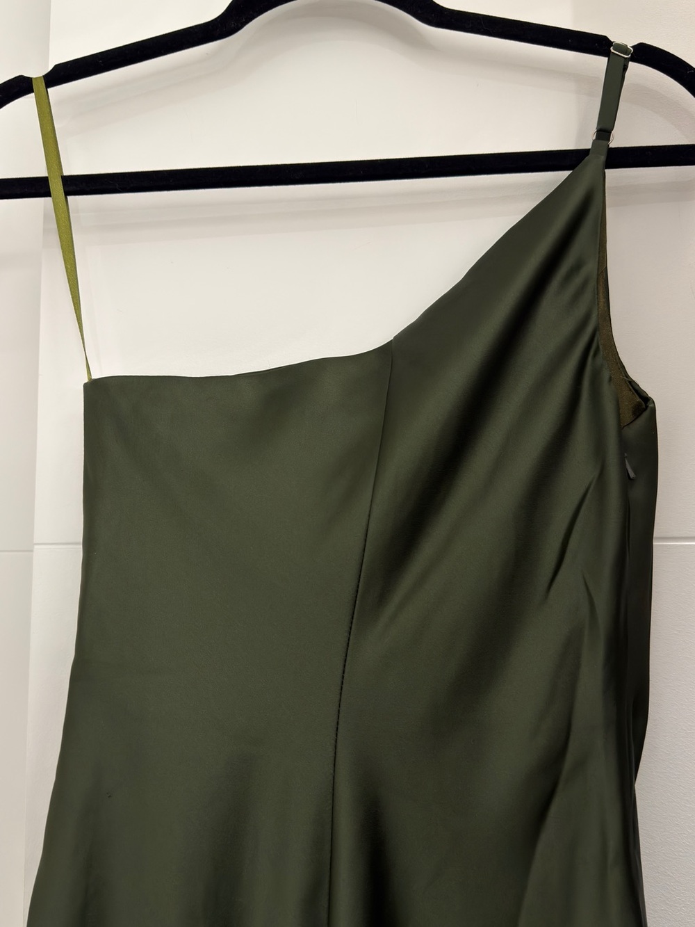 Revelry Jade Satin Dress Olive Green - Picture 4 of 7